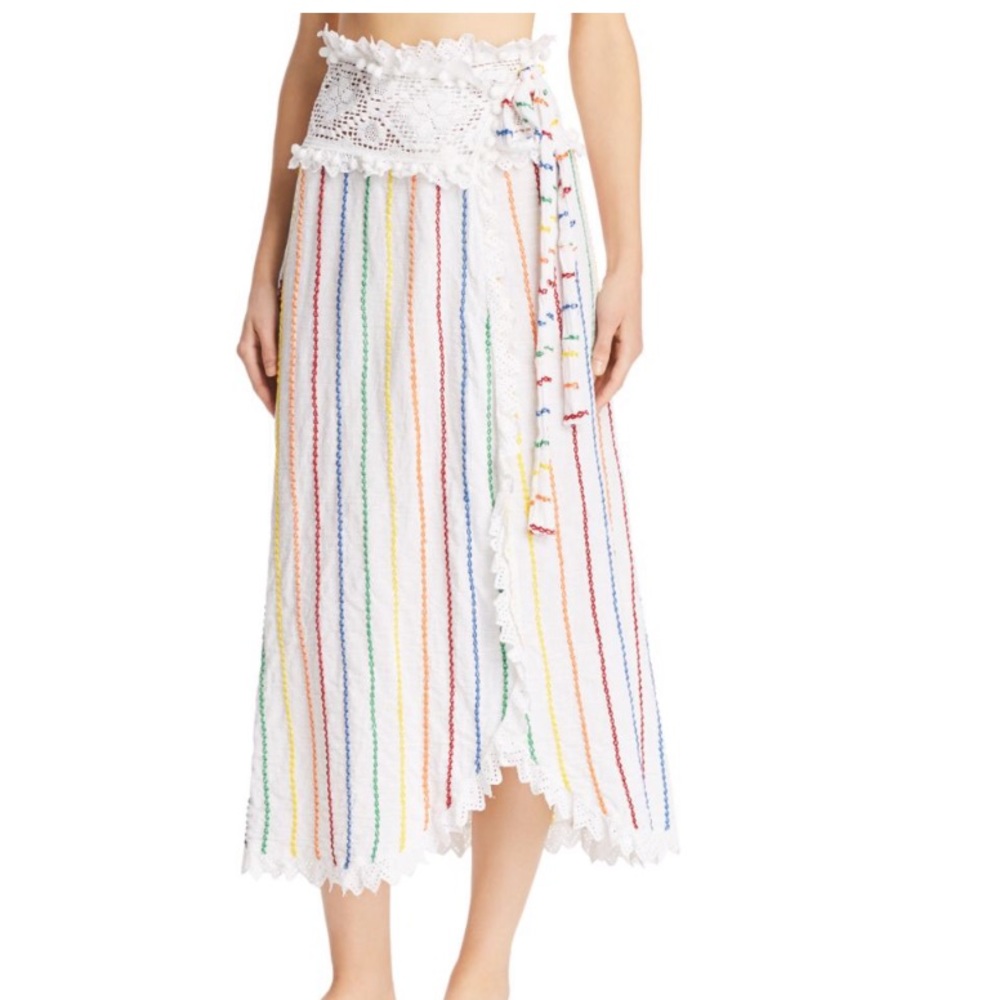 NWT Place Nationale Embroidered wrap skirt